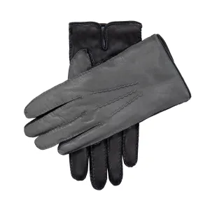 Men's Heritage Three-Point Cashmere-Lined Leather Gloves with Colour Contrast Details