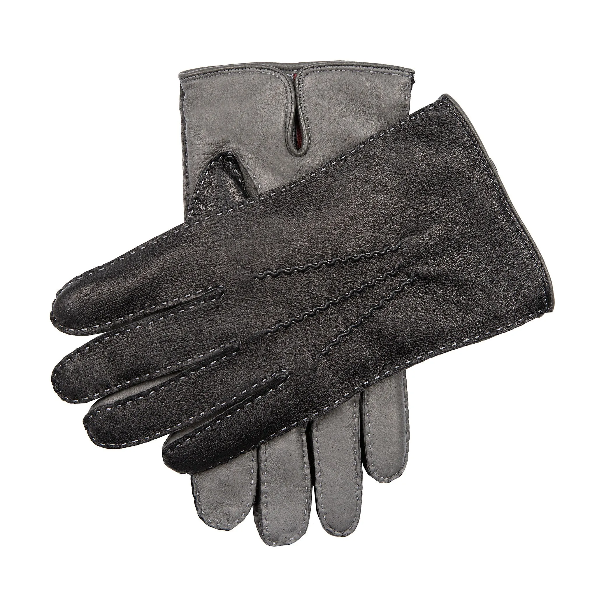 Men's Heritage Three-Point Cashmere-Lined Leather Gloves with Colour Contrast Details