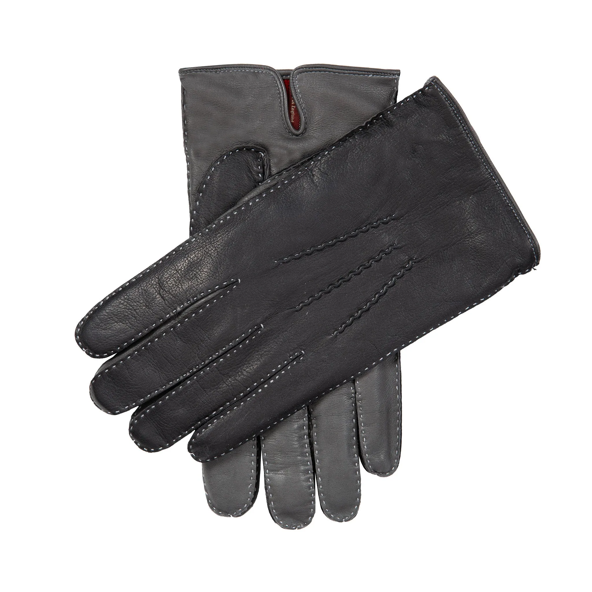 Men's Heritage Three-Point Cashmere-Lined Leather Gloves with Colour Contrast Details