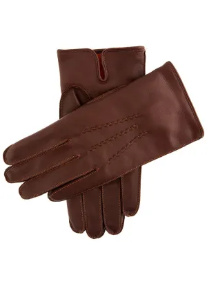 Men's Heritage Three-Point Cashmere-Lined Leather Gloves with Colour Contrast Stitching