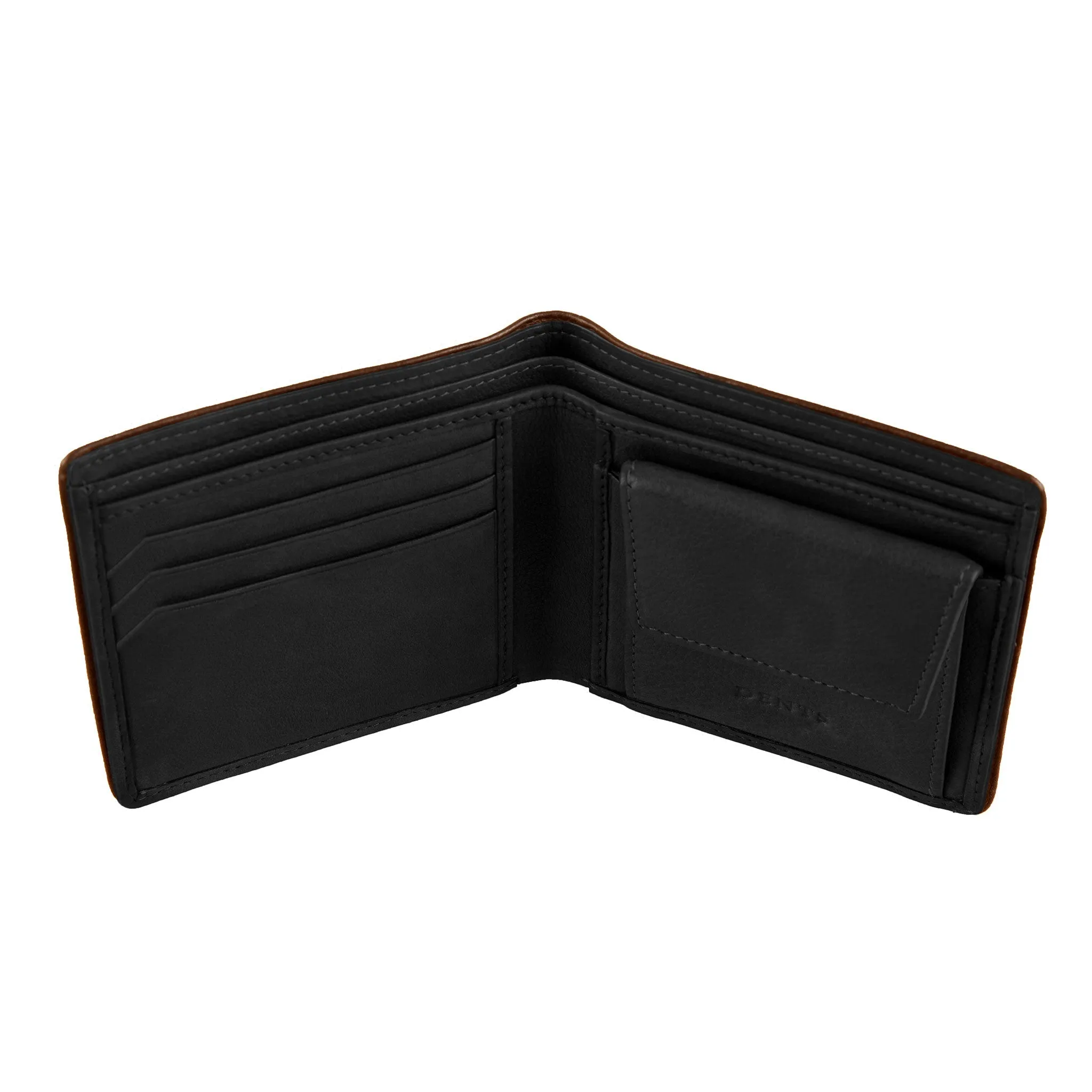 Men's Two-Colour Pebble Grain Leather Bifold Wallet with RFID Blocking and Coin Purse