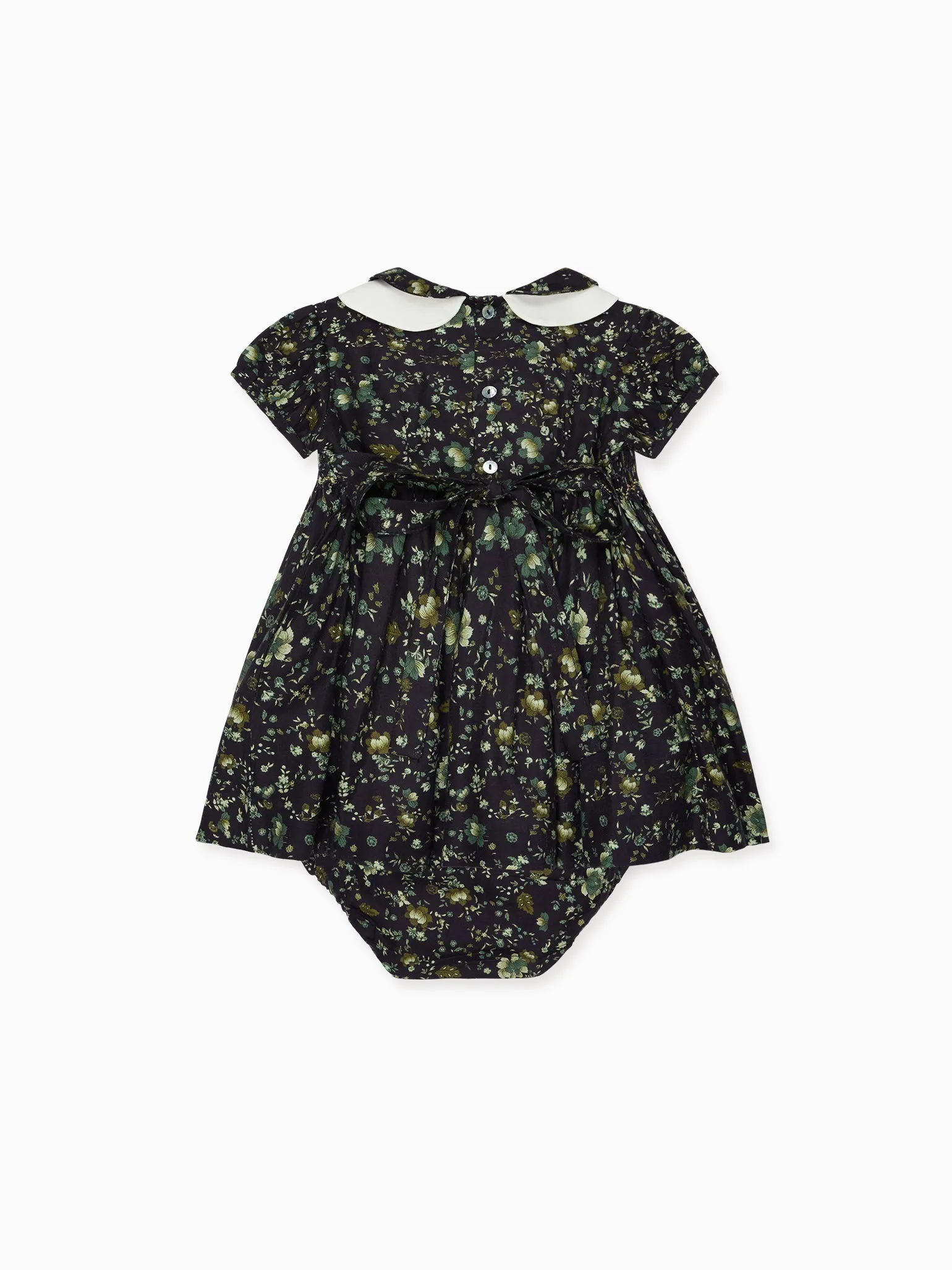 Navy Floral Arcadia Baby Girl Hand-Smocked Set