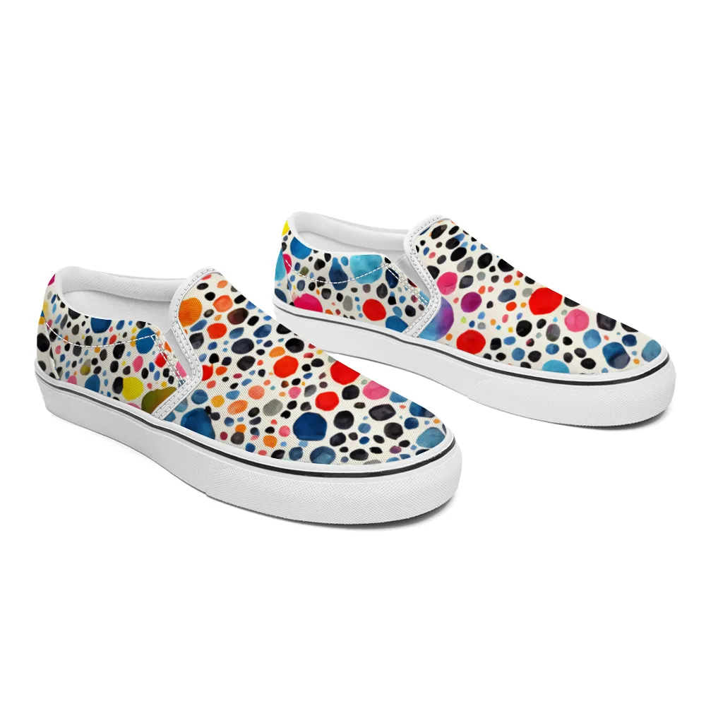 Polka Dots Pattern Collection - Unisex Slip-On Canvas Sneakers