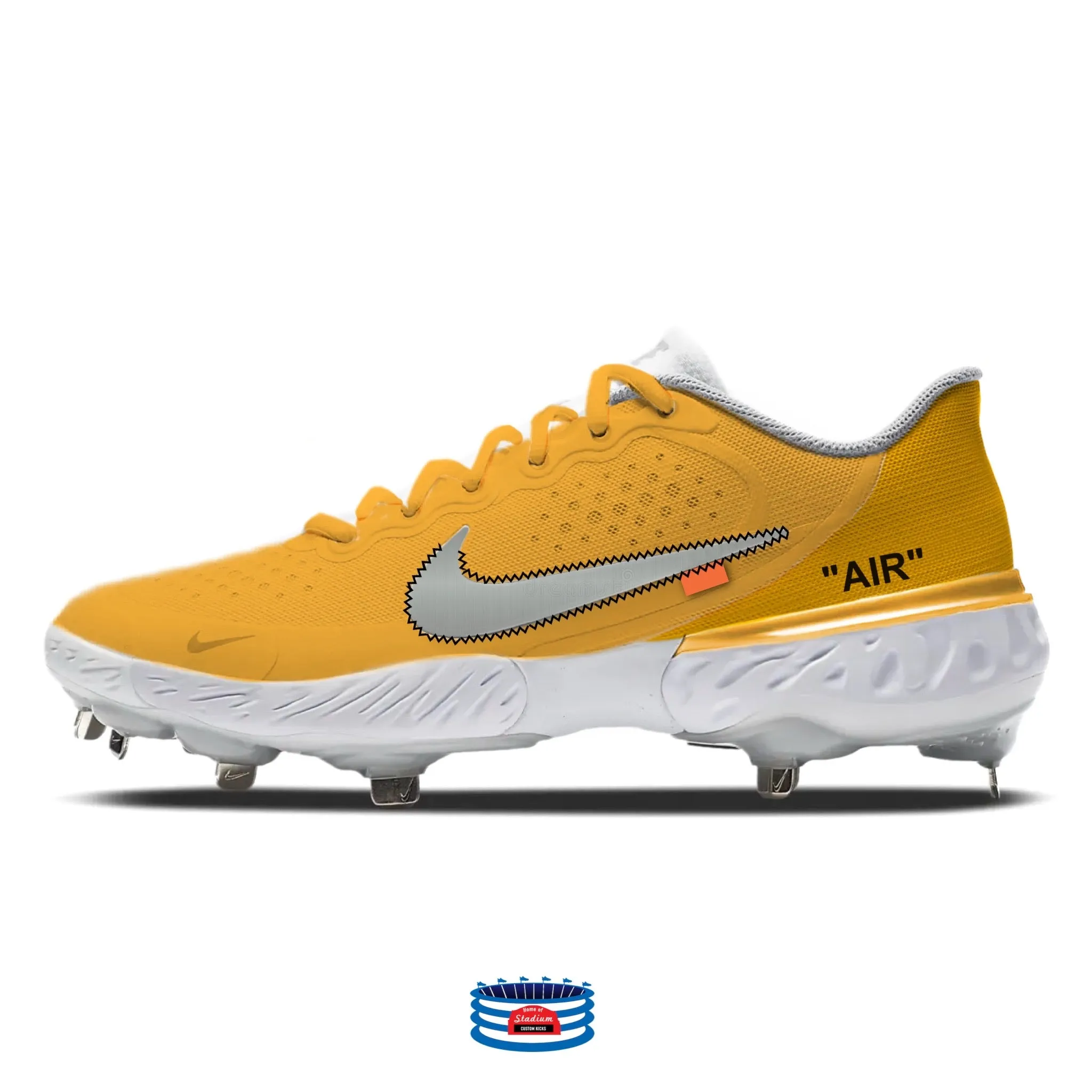 "Golden Yellow Force OW" Nike Alpha Huarache Elite 3 Low Cleats