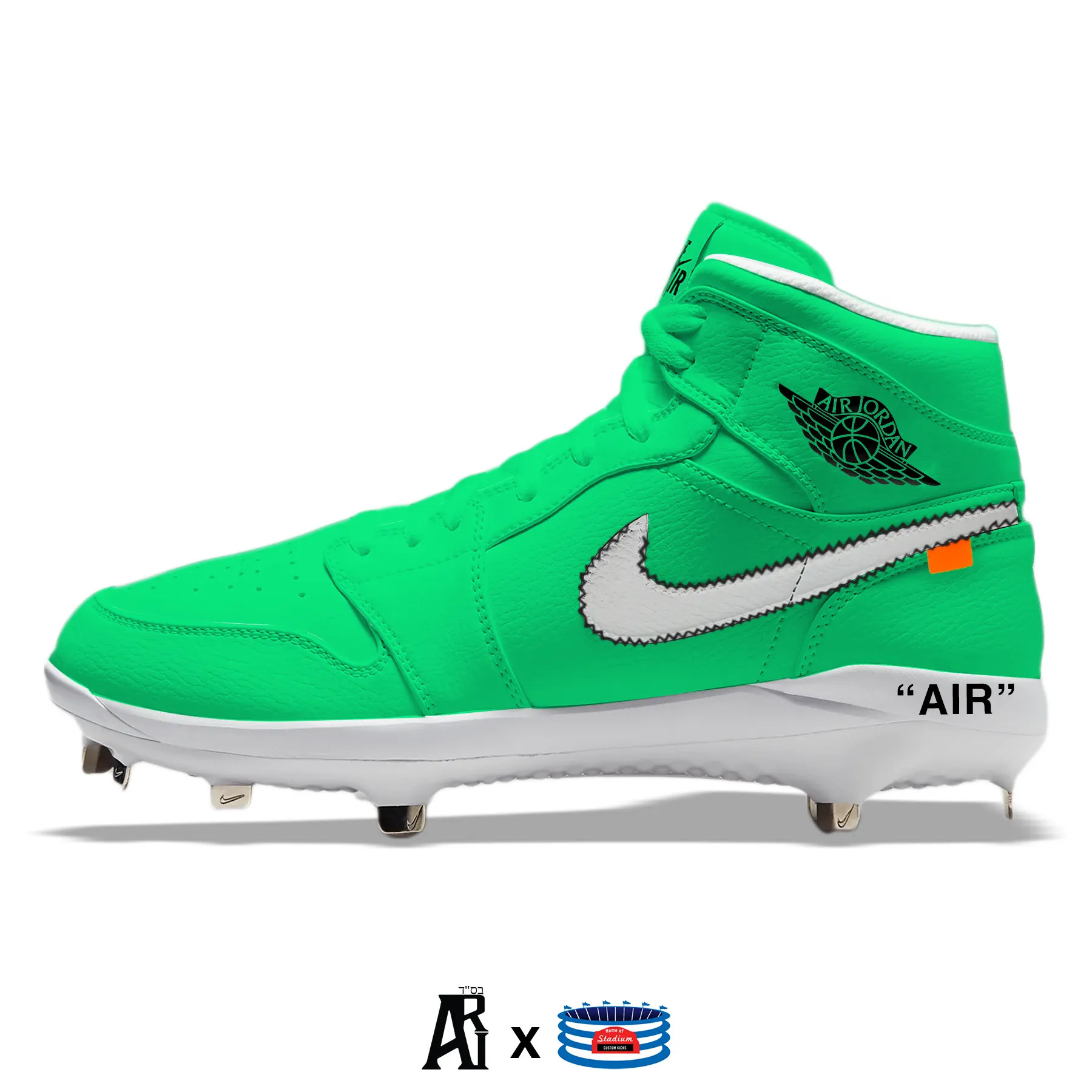 "Green Force OW" Jordan 1 Retro Cleats