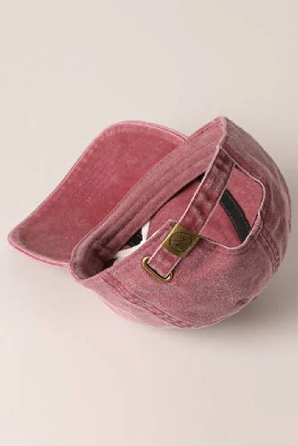 Rose Pink Embroidered Bow Knot Denim Baseball Cap