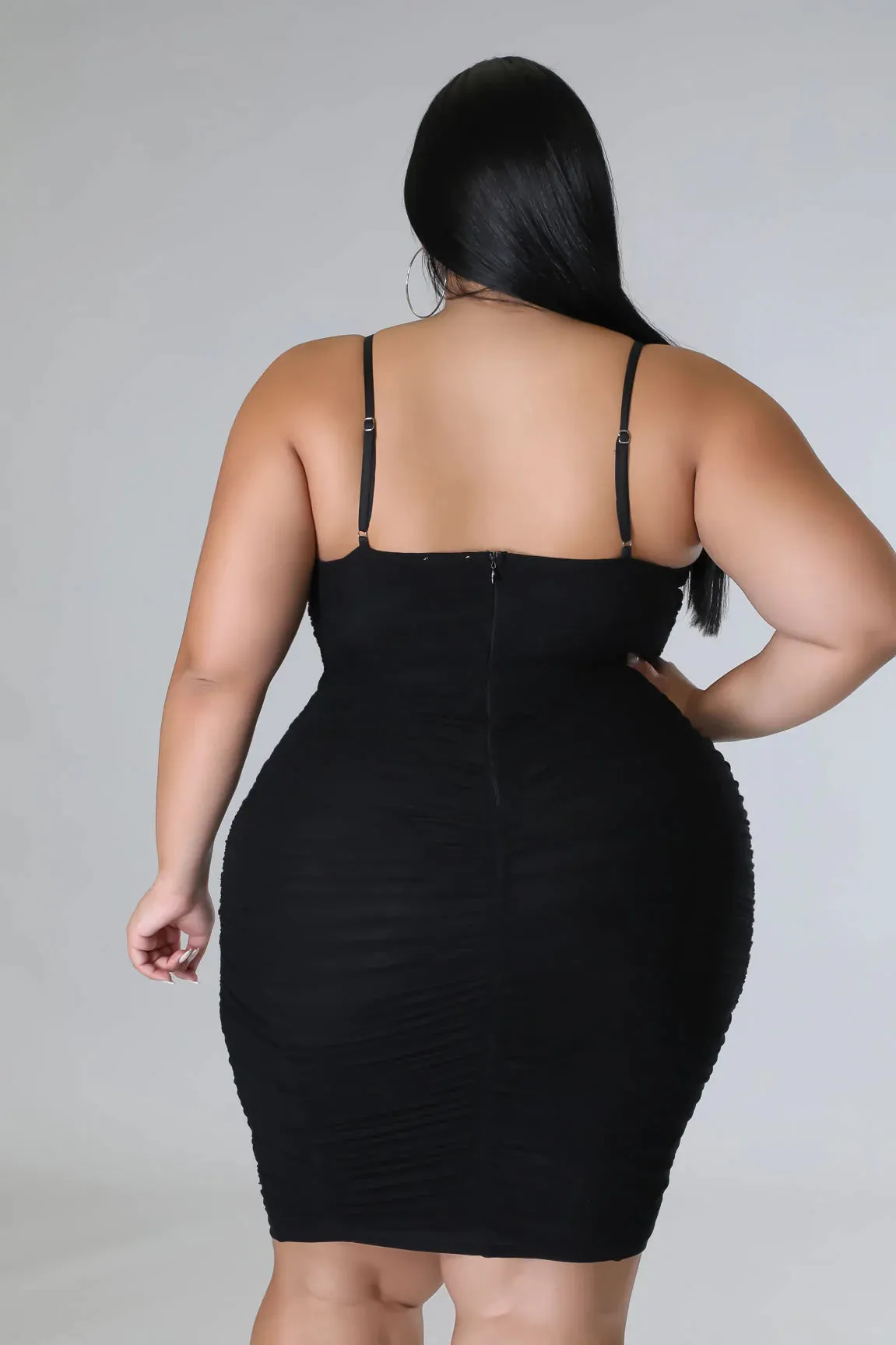 Royal Curves Black Strap Around Dress