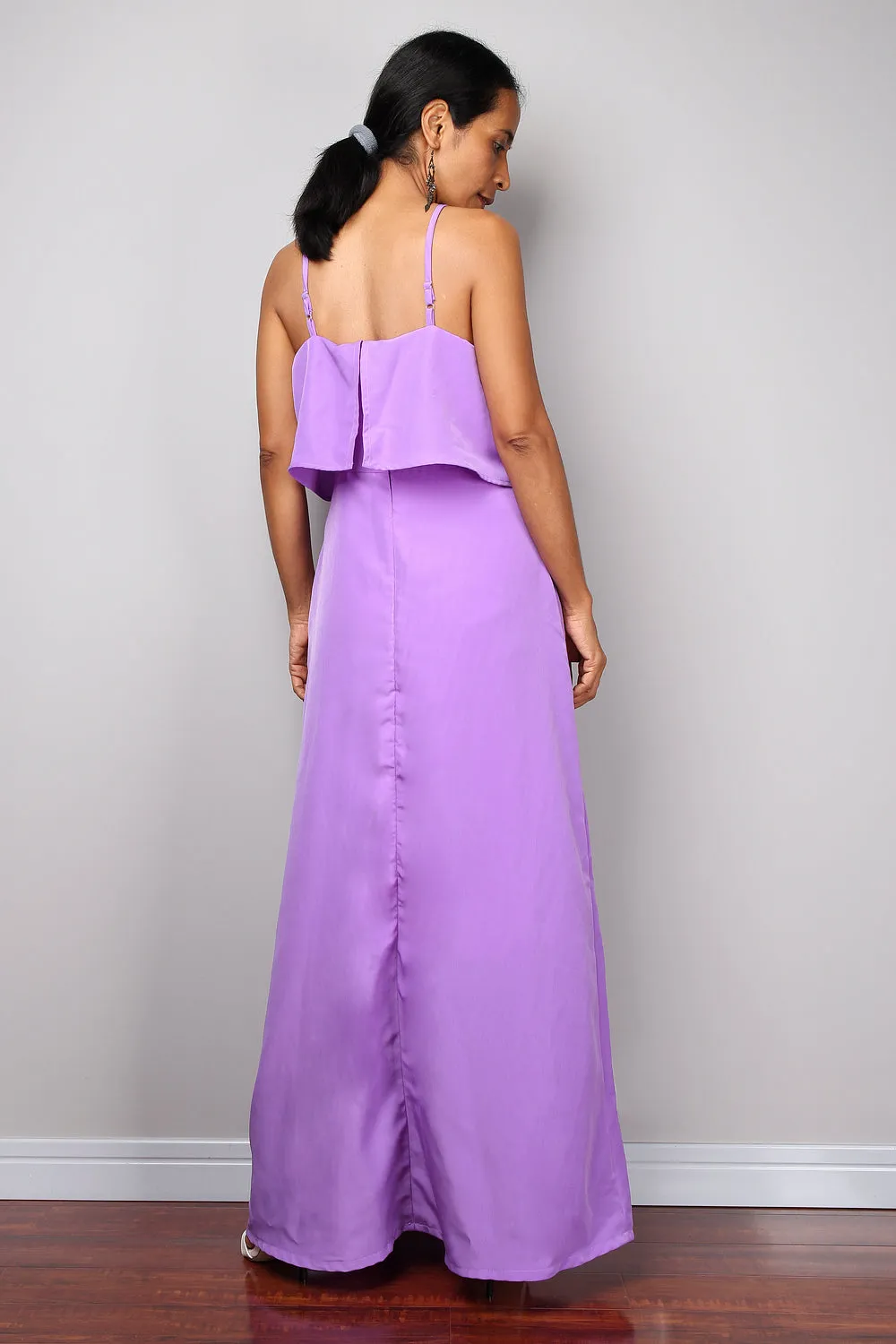 Ruffle dress, Halter Dress, Purple bridesmaid dress, Summer Dress