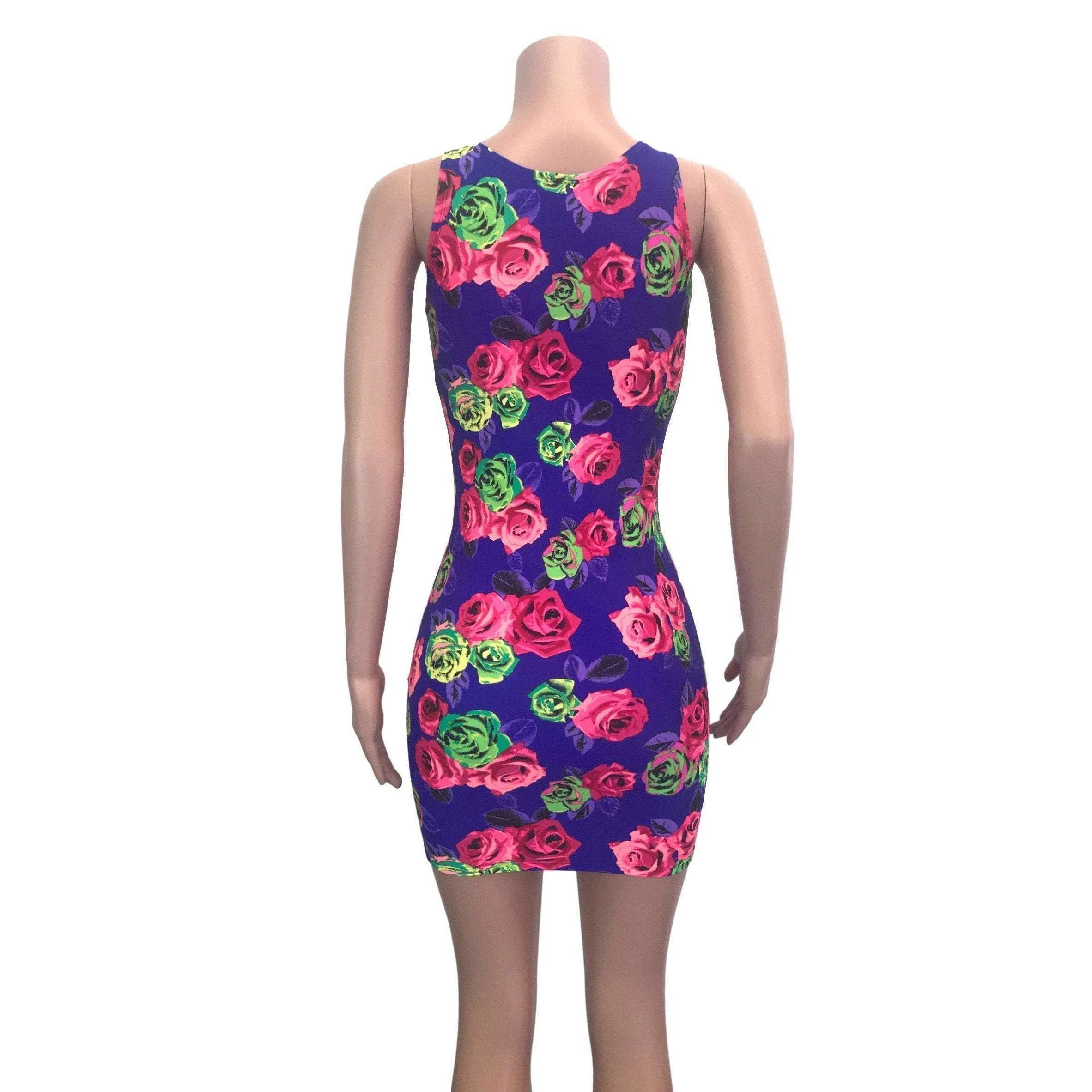 SALE - Neon Rose Floral Bodycon Dress - Limited Sizes