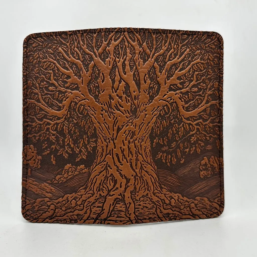 SECOND, Leather Checkbook Cover, Tree of Life in Saddle