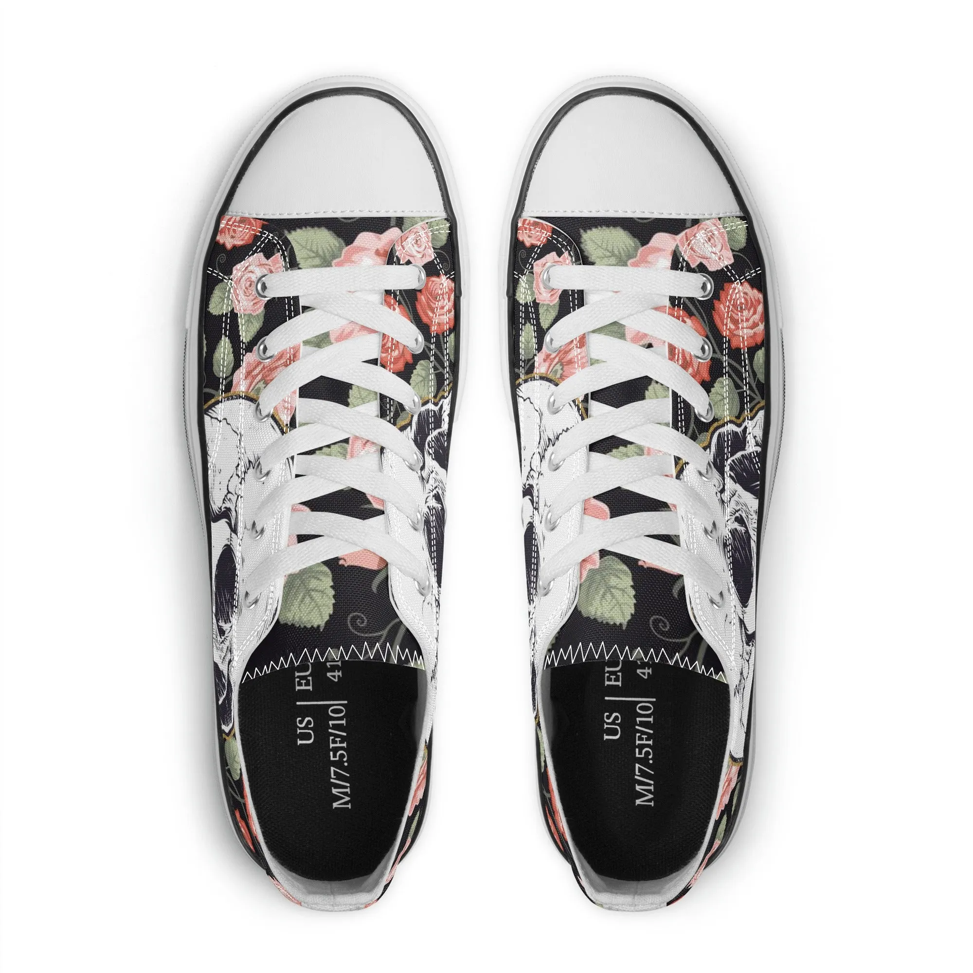 Skull & Roses Pattern - Mens Classic Low Top Canvas Shoes for Footwear Lovers