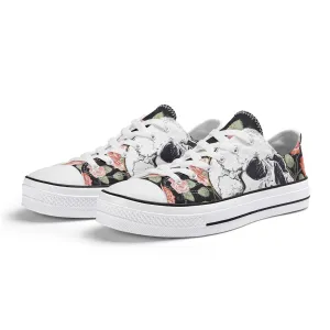 Skull & Roses Pattern - Mens Classic Low Top Canvas Shoes for Footwear Lovers