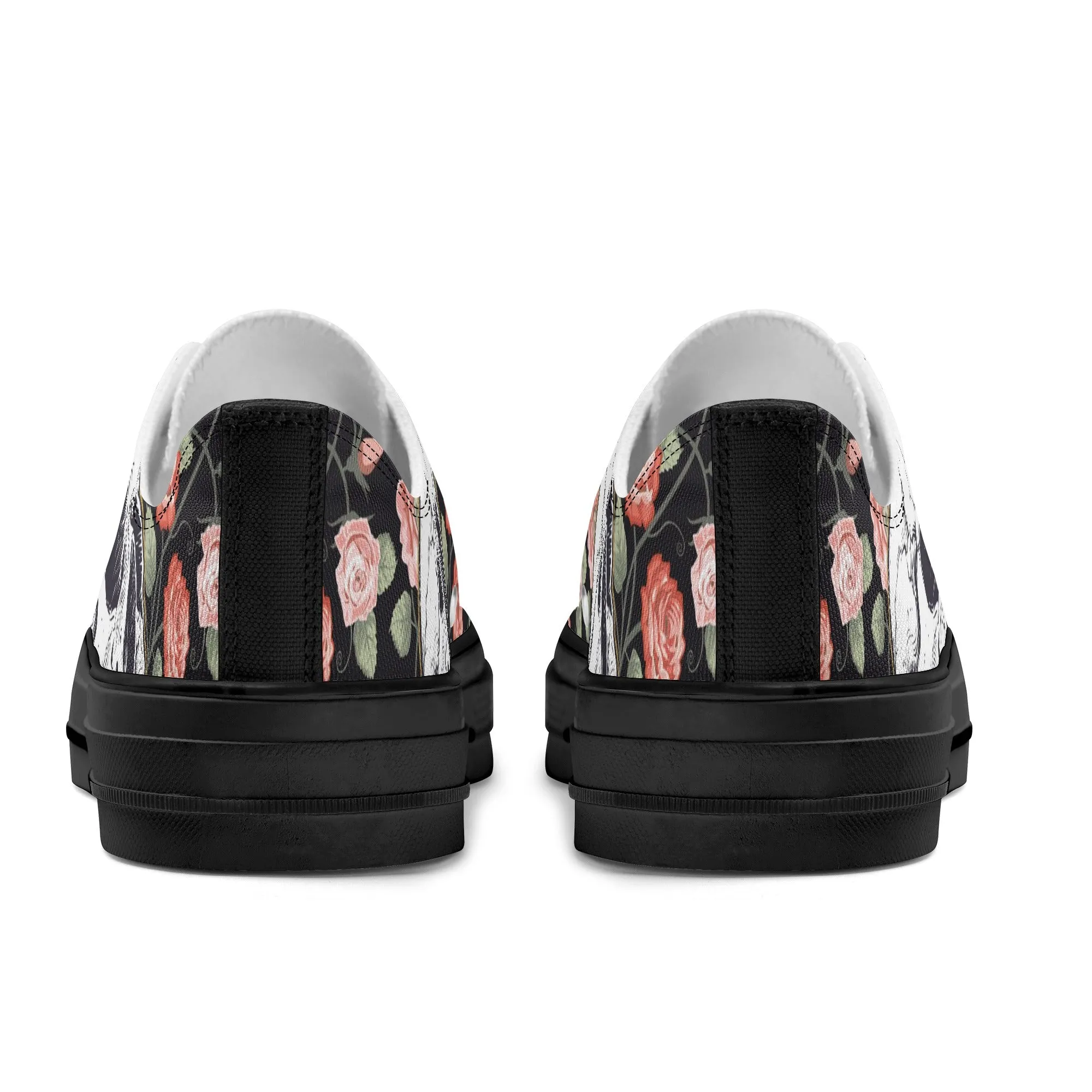 Skull & Roses Pattern - Womens Classic Low Top Canvas Shoes for Footwear Lovers