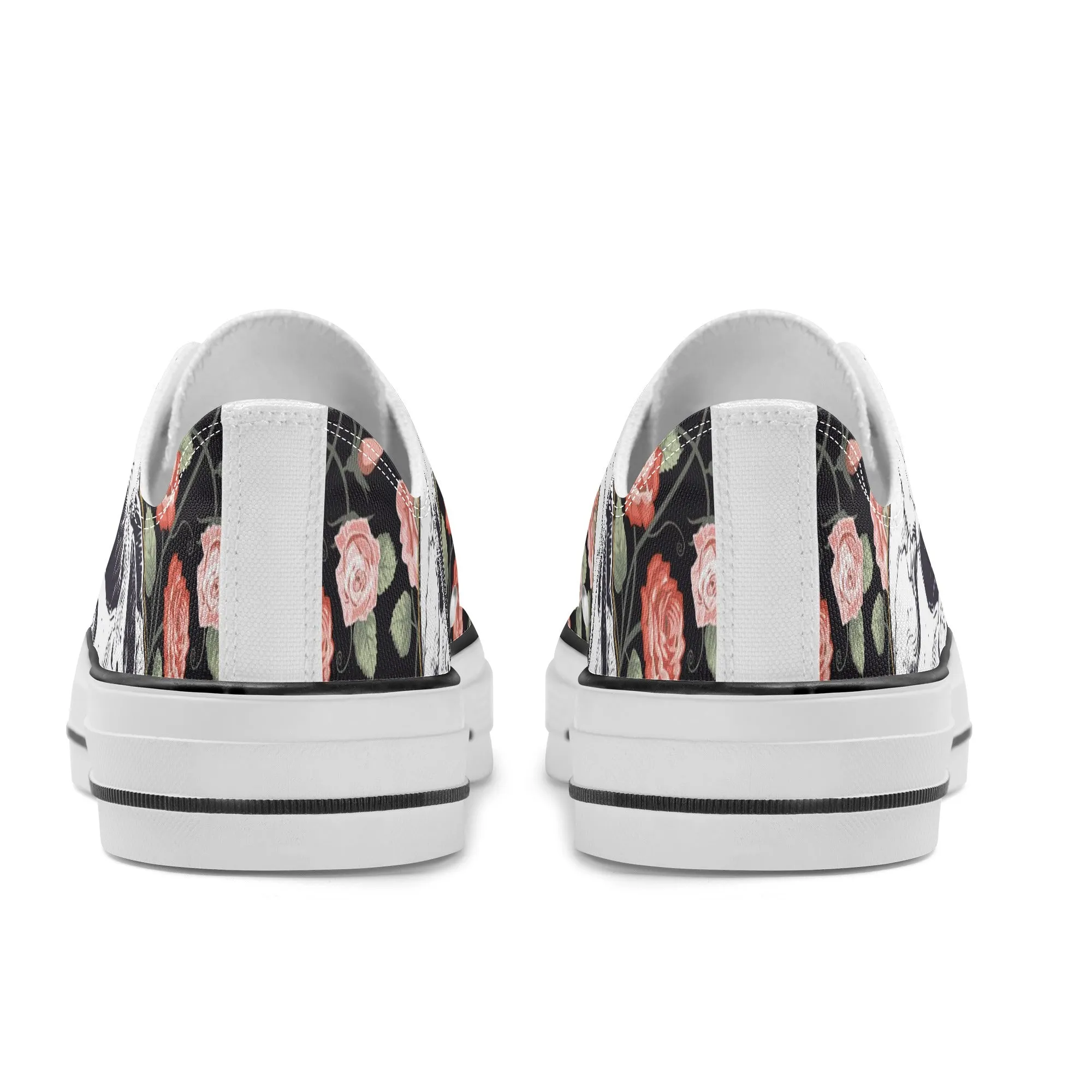 Skull & Roses Pattern - Womens Classic Low Top Canvas Shoes for Footwear Lovers