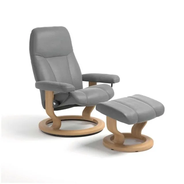 Stressless Consul Medium Chair & Stool with Classic Base