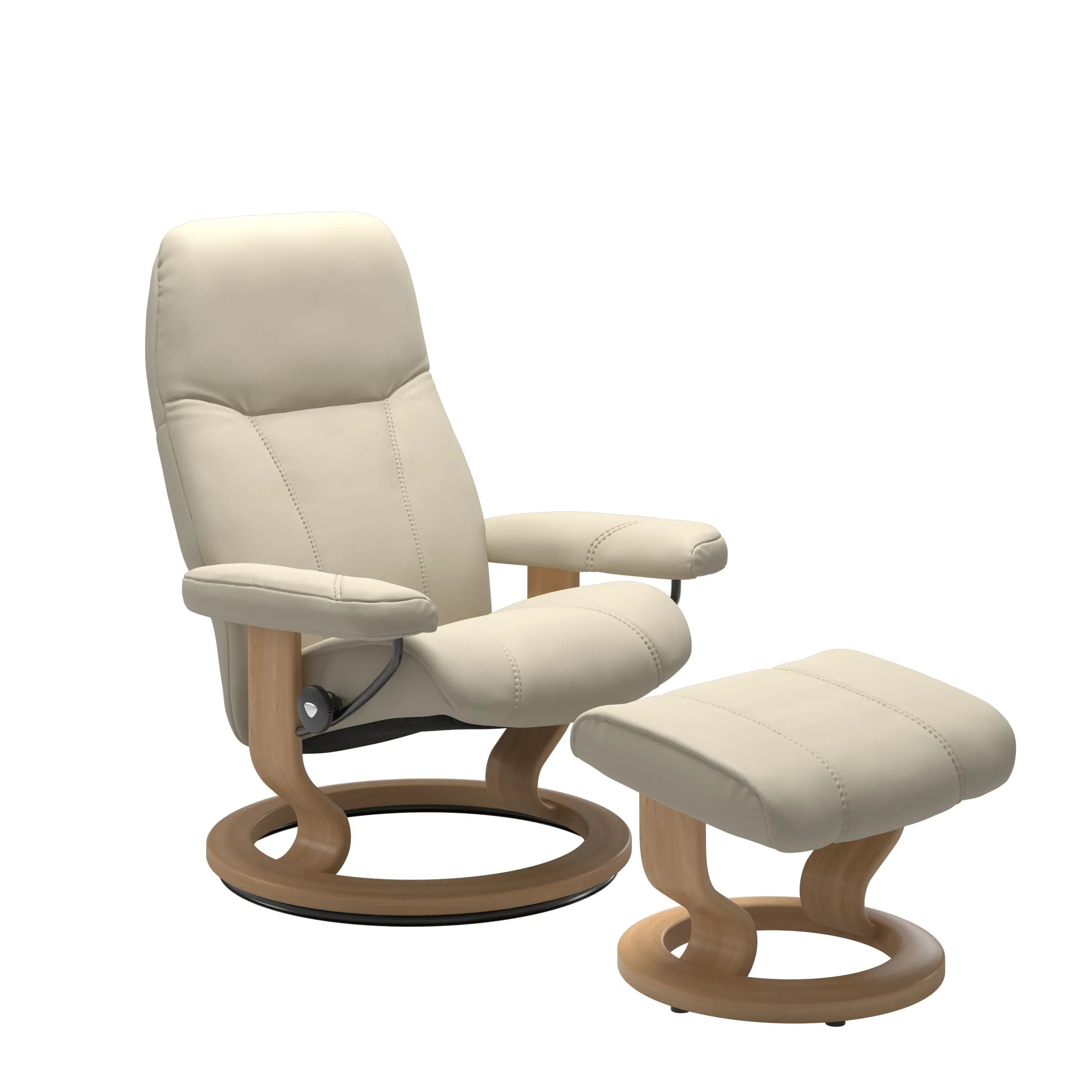 Stressless Consul Medium Chair & Stool with Classic Base