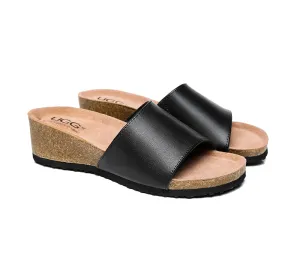 Women Sandals Megan Platform Leather Wedge Slides