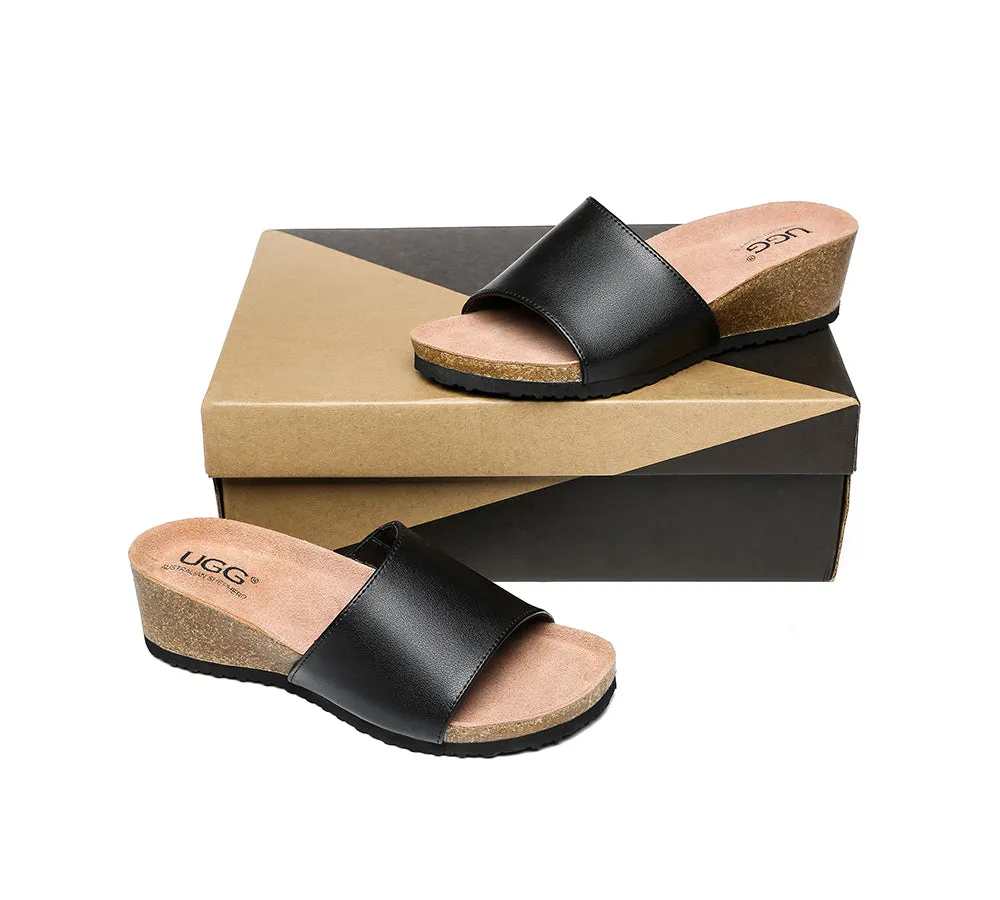 Women Sandals Megan Platform Leather Wedge Slides