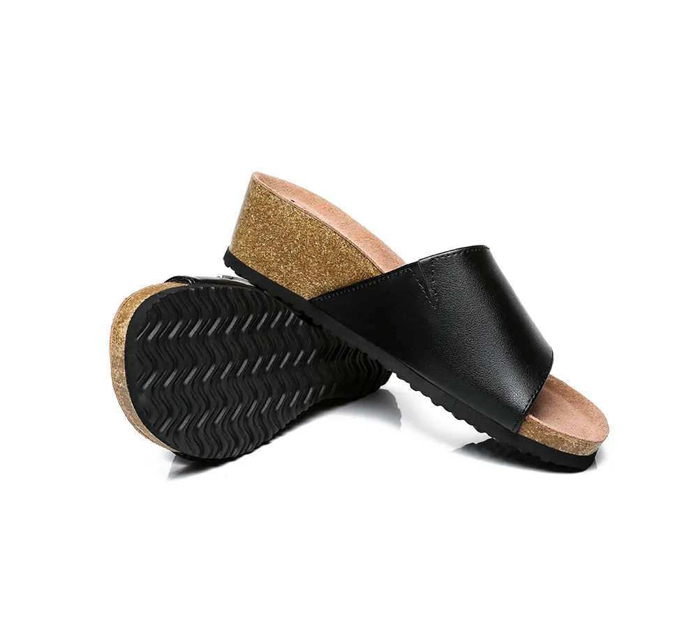 Women Sandals Megan Platform Leather Wedge Slides