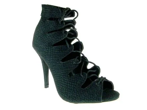 Women's Jenson-45A Gladiator Lace Up Snake Textured Heels